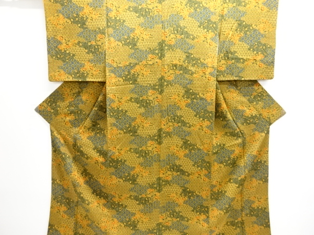 JAPANESE KIMONO / KOMON / CHIRIMEN / FLORAL PLANTS